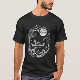 Camiseta Reflexão da Lua Gato Refletida Natureza Stars Gala