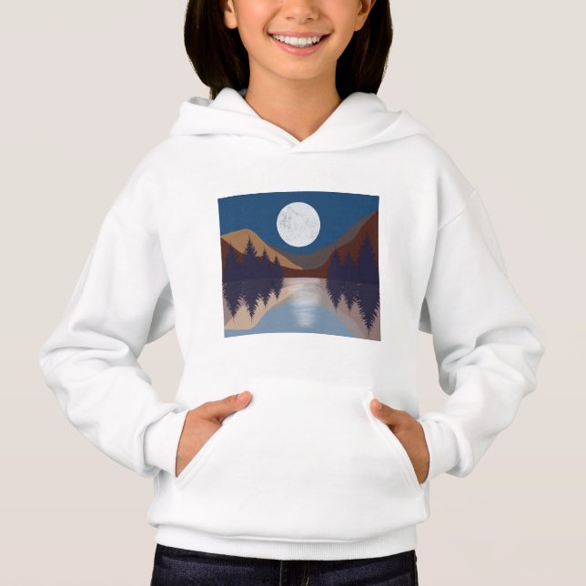 Camiseta Reflexão da Lua na Floresta Abstrato russa (Frente)