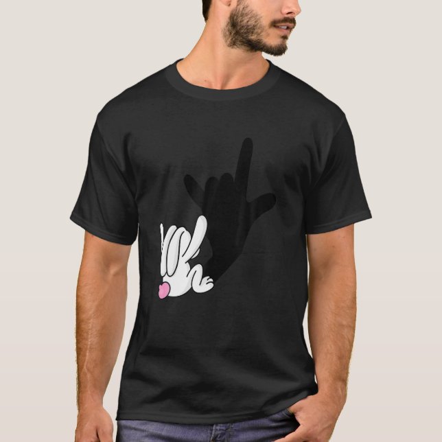 Camiseta Reflexão de coelho da ASL Eu te amo linguagem de s (Frente)