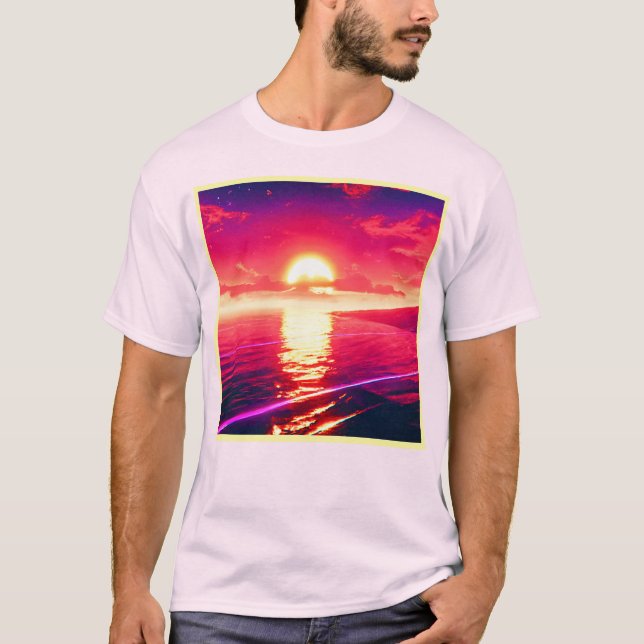 Camiseta Reflexão Digital sobre o Mar de Sunset (Frente)