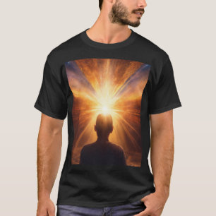 Camiseta Reflexão divina - Mãos de oração em um reino cósmi