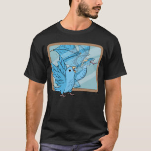 Camiseta Reflexão entre papagaio e dragão I Blue Parrotlet 