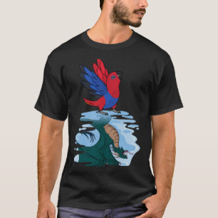 Camiseta Reflexão entre papagaio e dragão I Mulher Eclectus