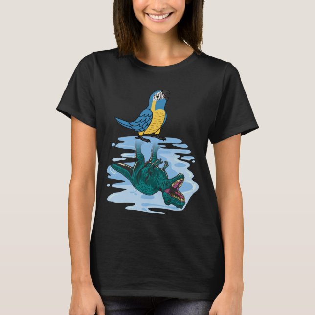 Camiseta Reflexão entre papagaio e rex I Macaw com garganta (Frente)