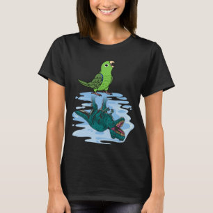 Camiseta Reflexão entre papagaio e rex no Parrotlet Verde