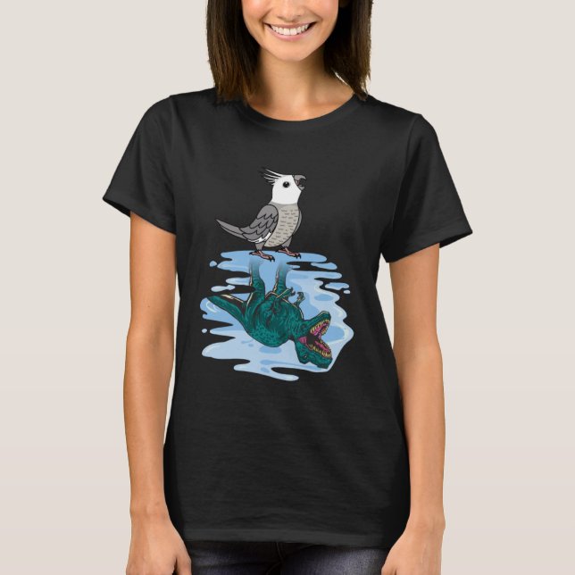 Camiseta Reflexão entre papagaios e rex I Cinza com face br (Frente)