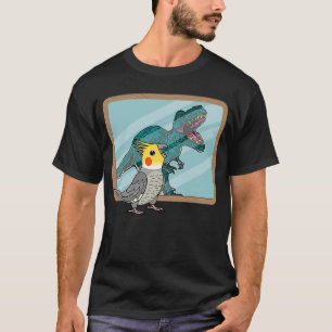 Camiseta Reflexão entre papagaios e rex na Cockatiel