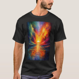 Camiseta Reflexo Abstrato Vibrante do Pôr do Sol