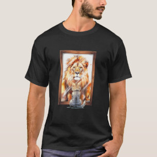 Camiseta Reflexo do Espelho de Gato para Leão