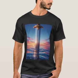 Camiseta Reflexo do Excalibur - Espada de Fantasia ao Pôr d