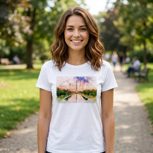 Camiseta Reflexo do Pôr do Sol em Aquarela do Monumento a W