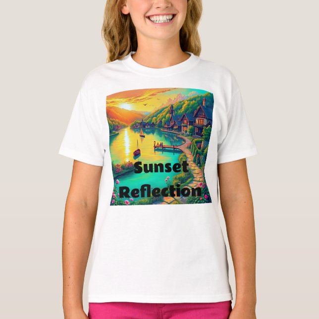 Camiseta Reflexo do Pôr do Sol Sereno (Frente)