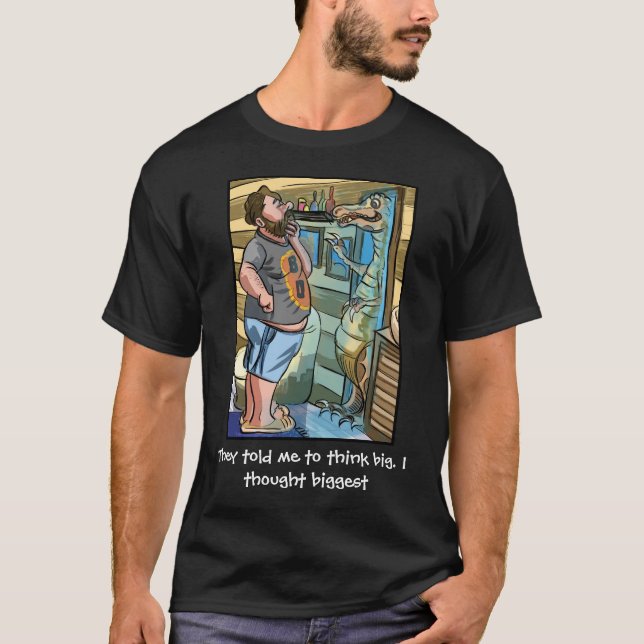 Camiseta Reflexo do T-Rex: Pense Maior que Grande (Frente)