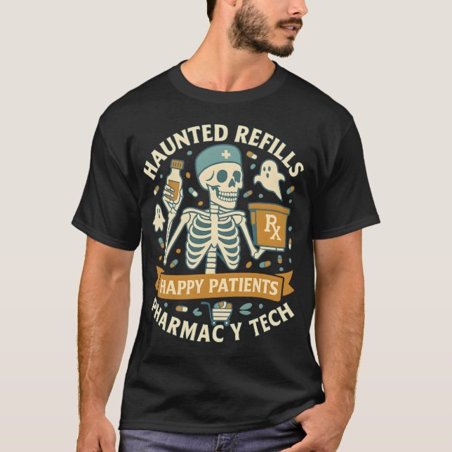 Camiseta Reflexões Assombrados Felizes Pacientes Farmácia T (Frente)