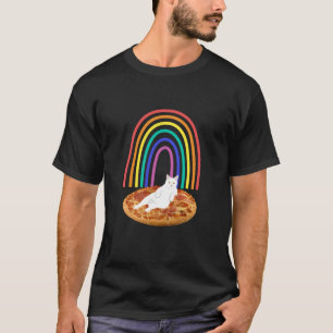 Camiseta Refrigeração de gato com arco-íris de pizza