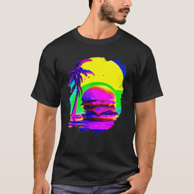 Camiseta Refrigeração legal de Burger em Beach Fast Comida  (Frente)
