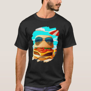 Camiseta Refrigeração legal de Burger em Praia Rápida Foodi