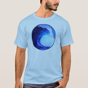 Camiseta refrigere a onda azul do estilo do surf