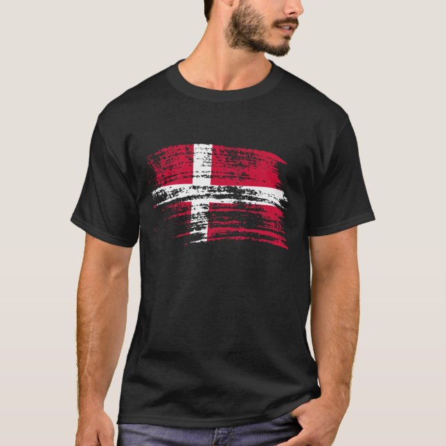 Camiseta Refrigere o design dinamarquês da bandeira (Frente)