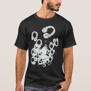 Camiseta refrigere o selo dos fones de ouvido brancos de