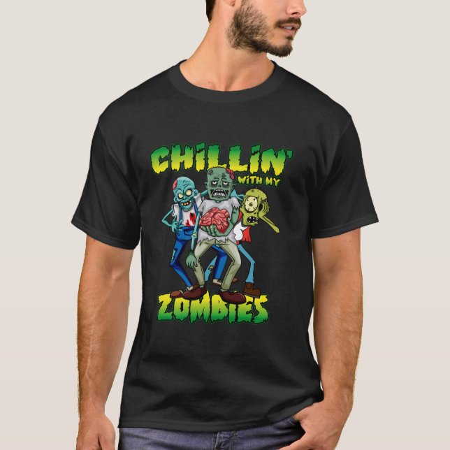 Camiseta Refrigerindo Com Meus Zombies Crianças No Dia das  (Frente)