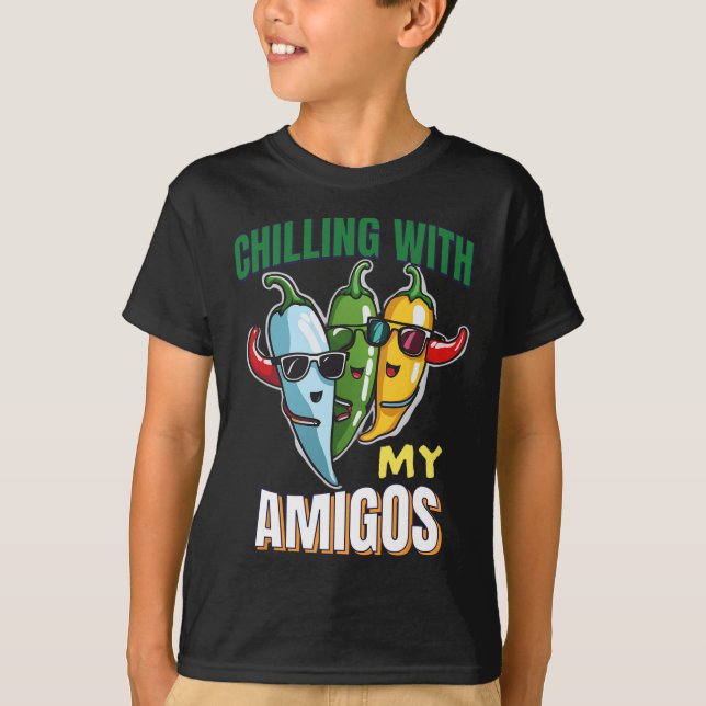 Camiseta Refrigerindo Com Minha Amigos Cinco De Mayo Chilly (Frente)