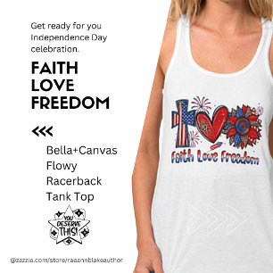 Camiseta regata Faith Love e Freedom