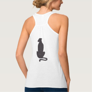 Camiseta regata feminina silhueta de gato preto
