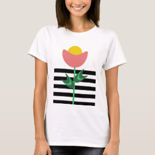 Camiseta Regata Flor Amarela Rosa Listras Floral J