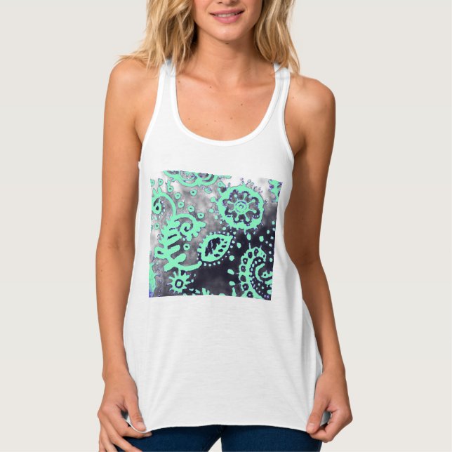 Camiseta Regata Flowy Gradient Gray Seafoam  (Frente)