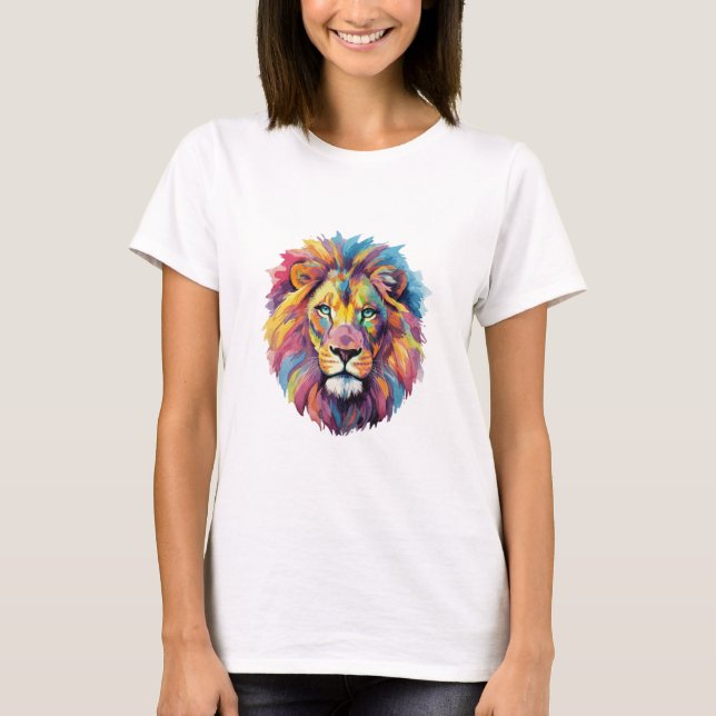 Camiseta Regenbogen Wolf Aquarell Portrait (Frente)