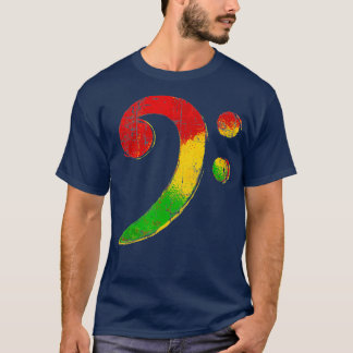 Camiseta Reggae Bass Clef Rasta Gift para Bassista Bass