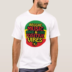 Camiseta Reggae design com aspas positivas e sinalizador re