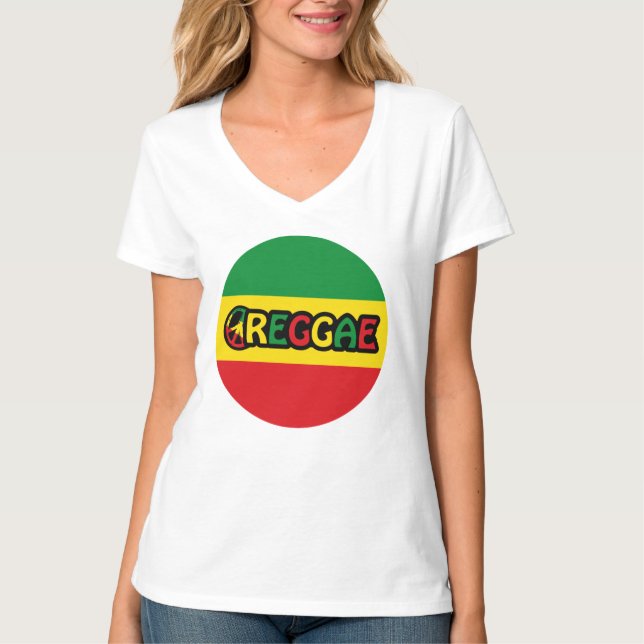 Camiseta Reggae design com cores de sinalizador reggae (Frente)