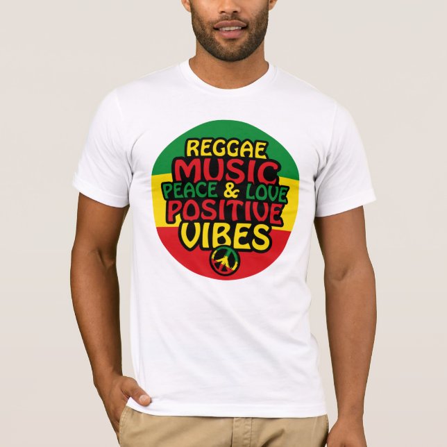 Camiseta Reggae design with positive quotes and reggae flag (Frente)