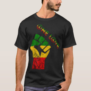 Camiseta Reggae Fist Rasta Reggae Music One Love Jamaica Ra