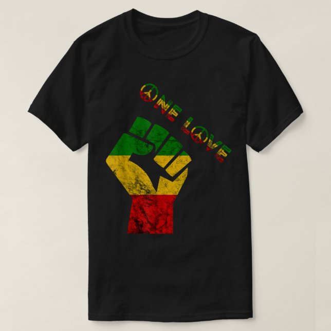 Camiseta Reggae Fist Rasta Reggae Música One Love Jamaica R (Frente do Design)