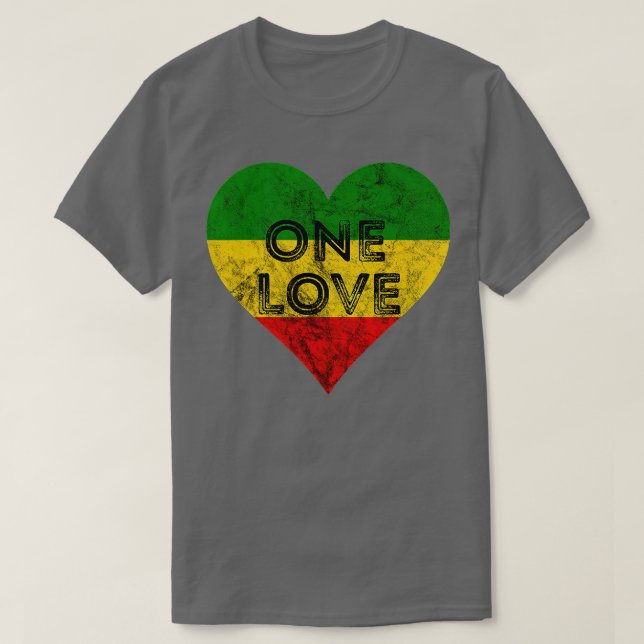 Camiseta Reggae Heart One Love Rasta Reggae Music Rastafari (Frente do Design)