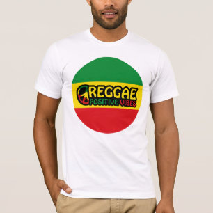 Camiseta Reggae Music com vibrações positivas e bandeira de