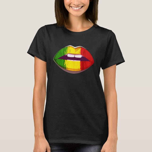 Camiseta Reggae Music Jamaica Kissing Lips Flag Rastafari R (Frente)