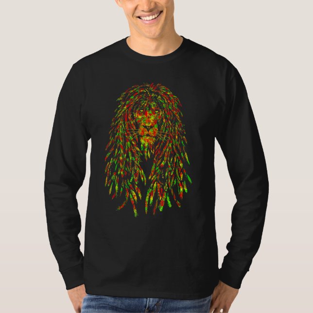 Camiseta Reggae Music   Jamaican Lion Rasta Lion Of Rastafa (Frente)