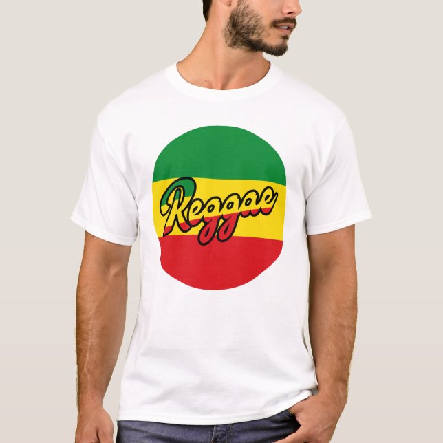 Camiseta Reggae Música com cores de sinalizador reggae (Frente)