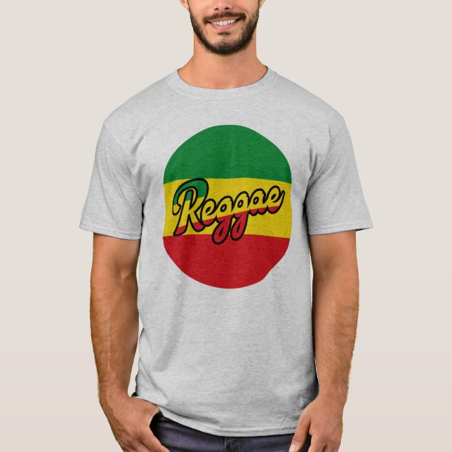 Camiseta Reggae Música com cores de sinalizador reggae (Frente)
