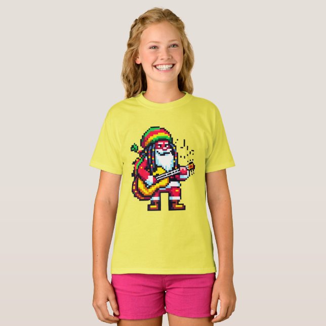 Camiseta Reggae Papais noeis Diversos Pixel Art Design de M (Frente Completa)