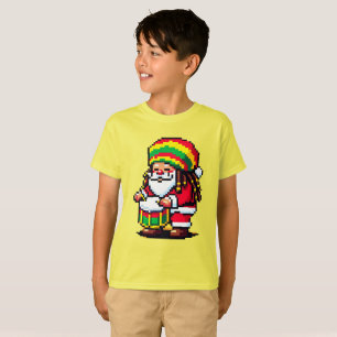 Camiseta Reggae Papais noeis Drummer Divertimento Pixel Art