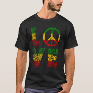 Camiseta Reggae Peace Love Hippie Rasta Reggae Music Jamaic