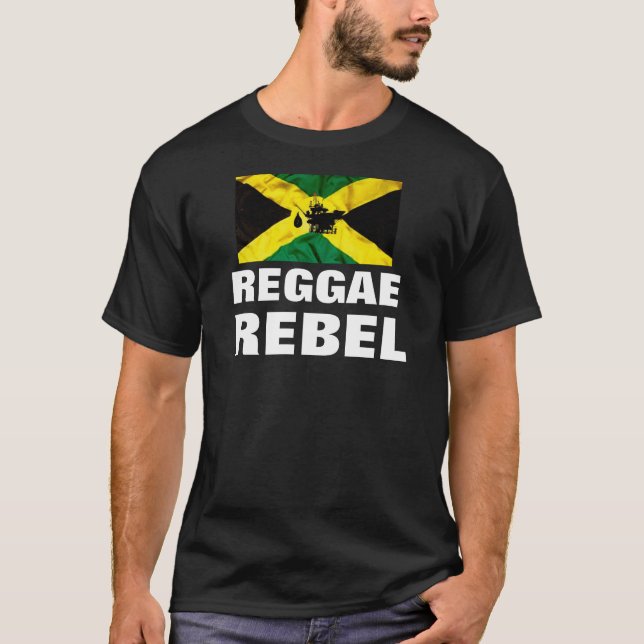 Camiseta REGGAE REBEL Camisa-T Escura Básica (Frente)