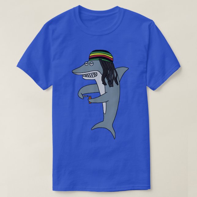 Camiseta Reggae Shark Funny Dreadlock Rasta  (Frente do Design)