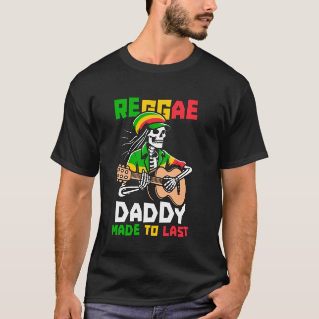 Camiseta Reggae Skeleton Rastafarian Music Rastafari Padre (Frente)