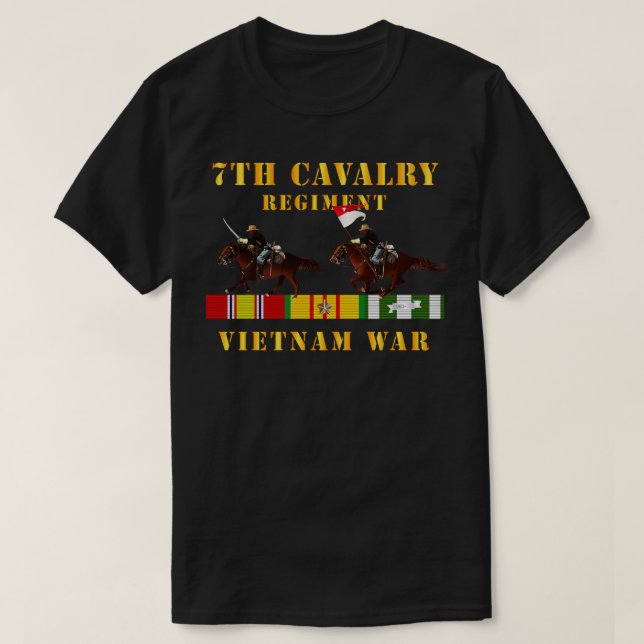Camiseta Regimento de Cavalaria 7 vietnamwt 2 Cav Riders e  (Frente do Design)